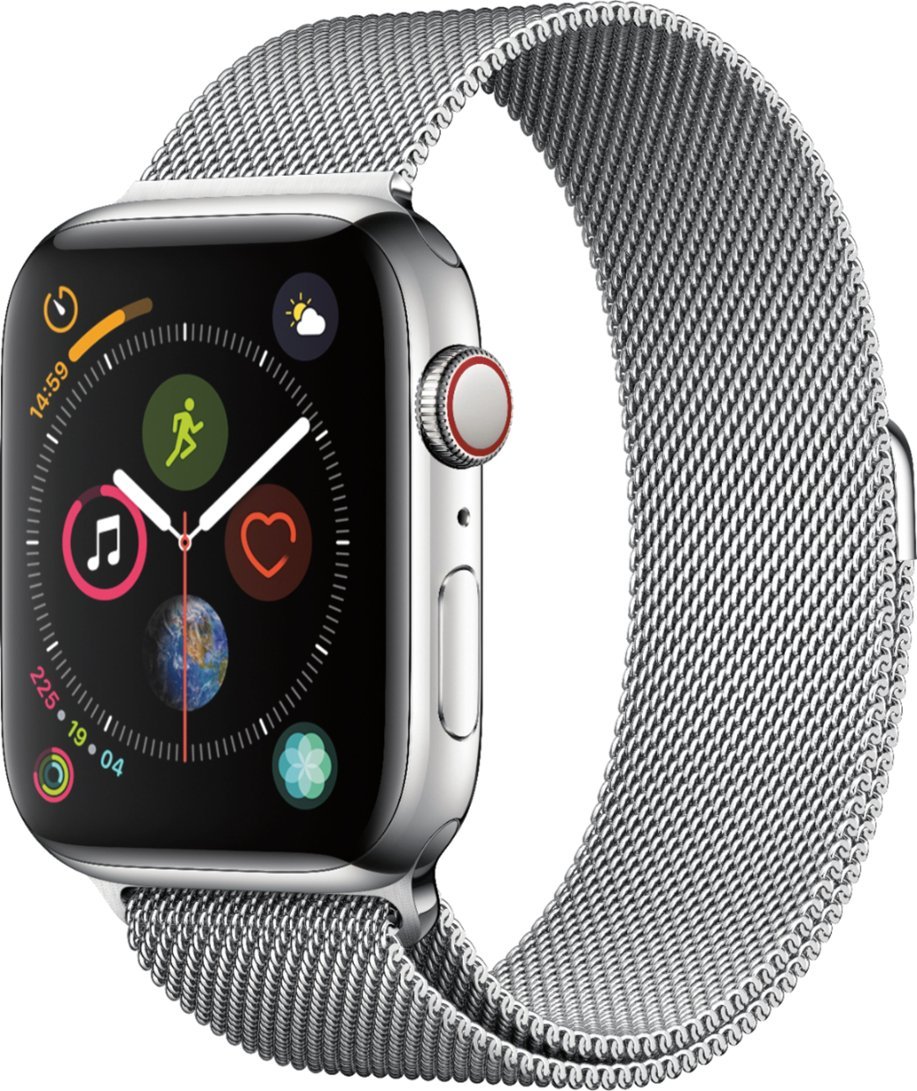 Apple Watch Series 4 (GPS + Cellular) 44mm Stainless Steel Case with Milanese Loop - Stainless Steel苹果4智能手表