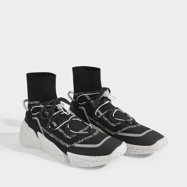 K-Sock Slip On Sneakers in Black Polyester