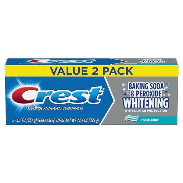 Cavity & Tartar Protection Toothpaste, Whitening Baking Soda & Peroxide, 5.7 oz, Pack of 2