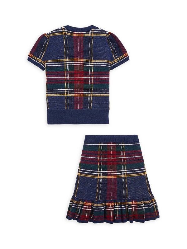 Little Girl's Plaid Sweater & Skirt Set