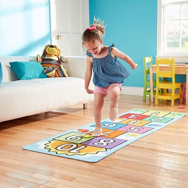 Hop &Count Hopscotch Rug (Play Space & Room Decor, Skid-Proof Backing, 27” H X 5W x 5L, Frustration-Free Packaging)
