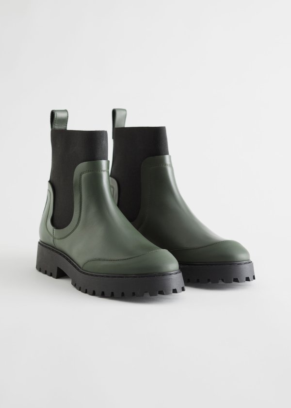 Elasticated Leather Chelsea Boots