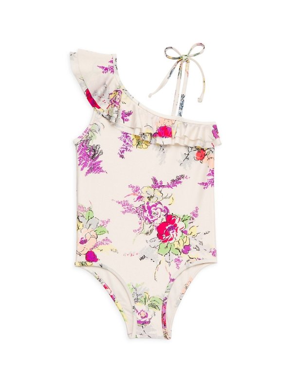Little Girl's & Girl's Clover Frill One-Shoulder One-Piece Swimsuit