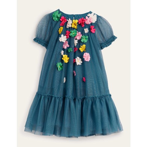 BodenA line Flutter Flower Dress - Baltic Blue | Boden US