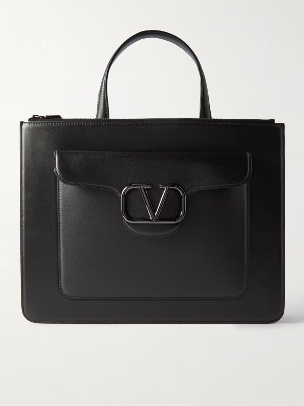 Logo-Embellished Leather Briefcase