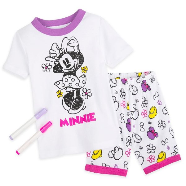 Minnie Mouse Colorable Pajama and Marker Set for Girls