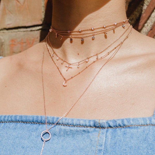 Mystic Moon Necklace in Rose Gold