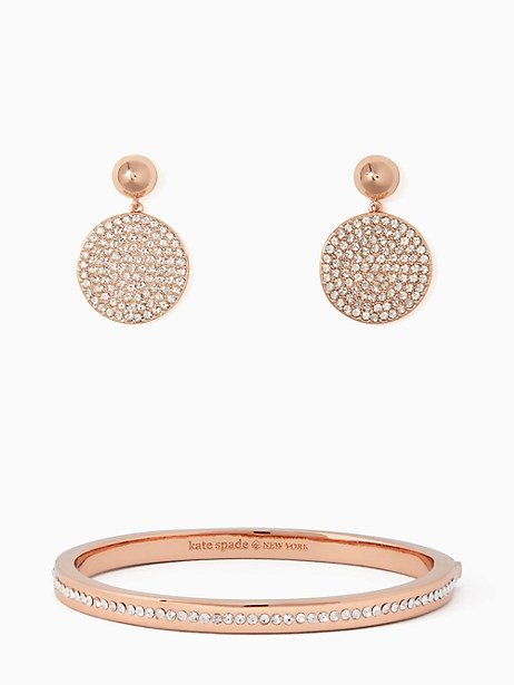pave bangle and disc drop earrings bundle