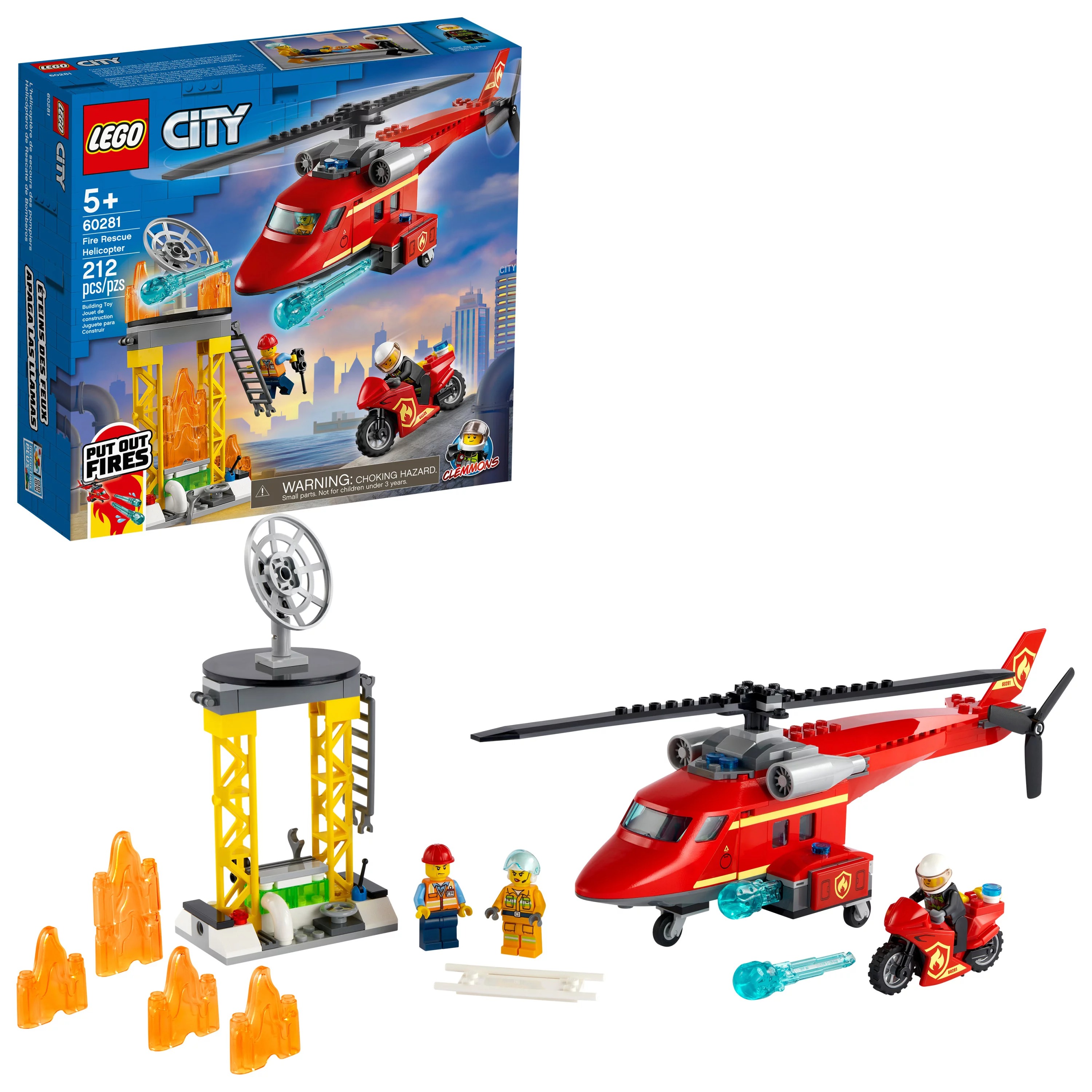 LEGO City Fire Rescue Helicopter 60281 Firefighter Building Toy and Playset for Kids (212 Pieces)