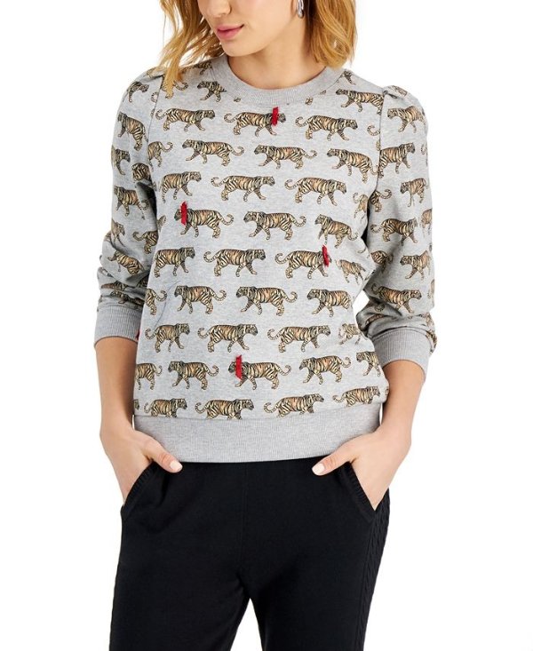 Animal-Print Applique Sweatshirt, Created for Macy's