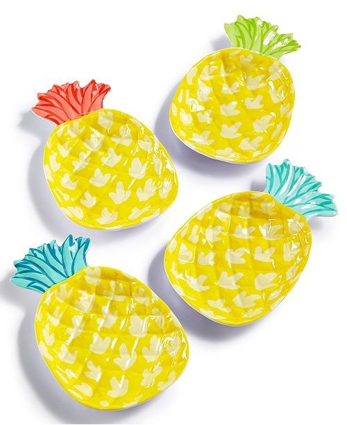 4-Pc. Pineapple Appetizer Plate Set, Created for Macy's