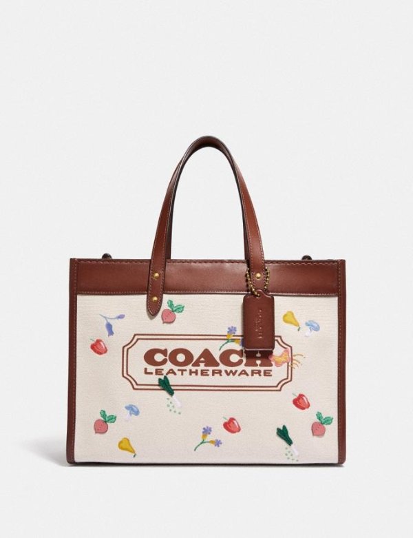 Field Tote 30 With Garden Embroidery Coach Badge