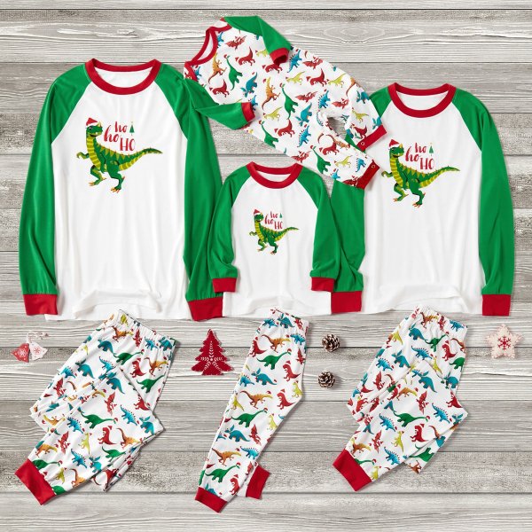 Mosaic Family Matching Colorful Dinosaur Christmas Pajamas Set(Flame Resistant)