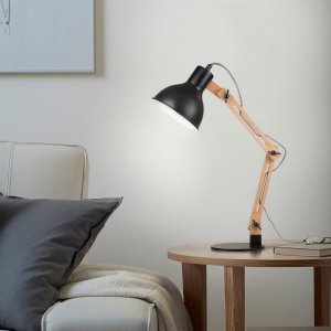 Tomons Scandinavian Swing Arm Desk Lamp, Designer Wood Table Lamp for Living Room
