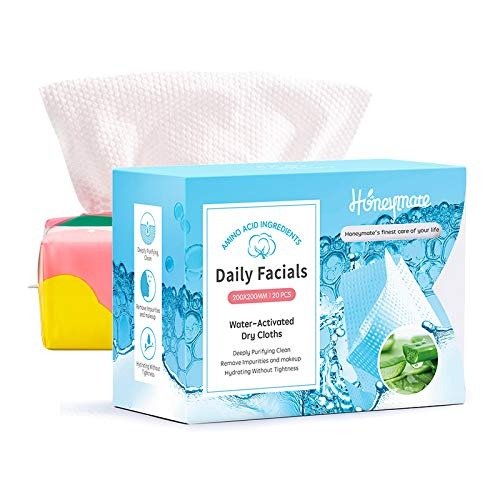 Daily Facials Water Activated Dry Cloths 20 Count + Disposable Cotton Face Tissues 70 Count