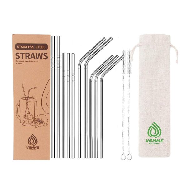 VEHHE Metal Straws Stainless Steel Straws Drinking Straws Reusable