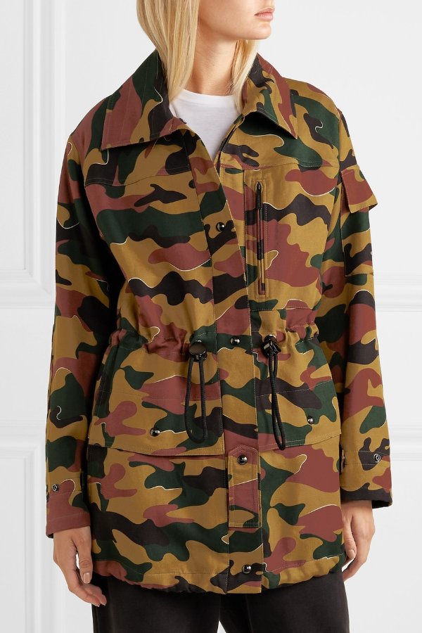 Camouflage-print cotton and ramie-blend canvas jacket