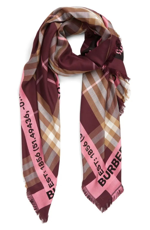 Giant Check Silk & Wool Square Scarf