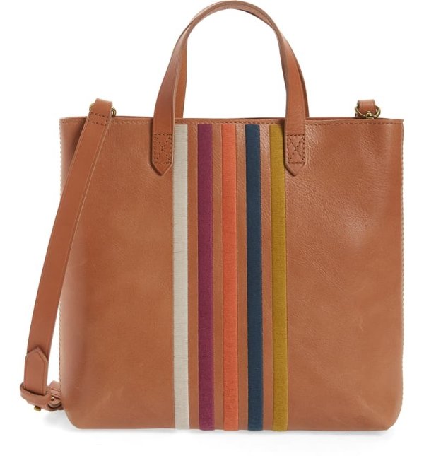 The Transport Stripe Embroidered Zip Top Crossbody Tote