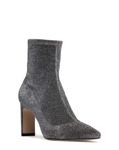 POINTED SOCK BOOTIES SILVER FABRIC