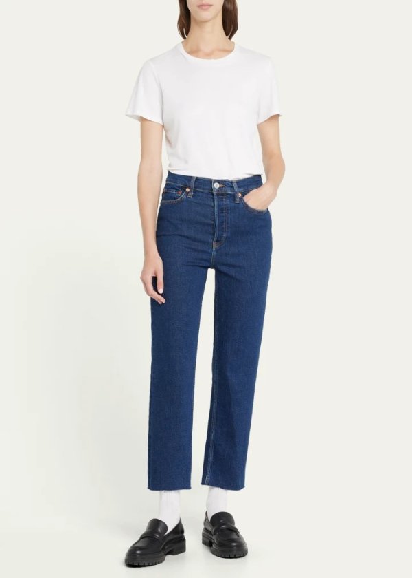 High-Rise Stovepipe Jeans with Raw-Edge Hem