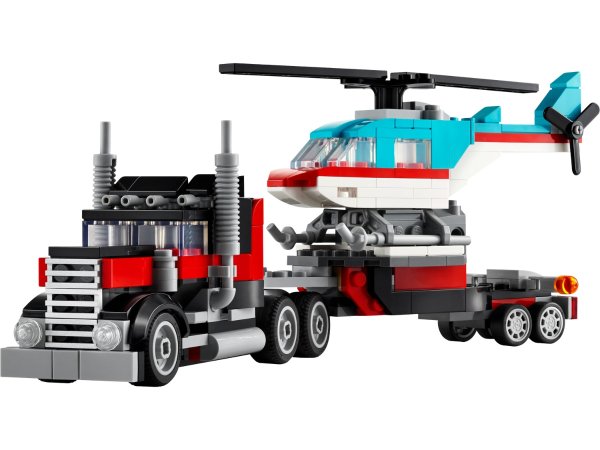 Flatbed Truck with Helicopter 31146 | Creator 3in1
