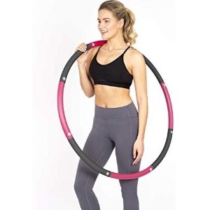 HEALTHYMODELLIFE Exercise Fitness Hoop for Adults - Easy to Spin, Premium Quality and Soft Padding Weighted Hoop - Detachable Hoops for Home & Gym Workouts - 2lbs