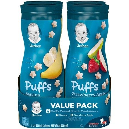 Puffs Banana/Strawberry Apple Cereal Snack Variety Pack 1.48 oz. Canisters (Pack of 4)