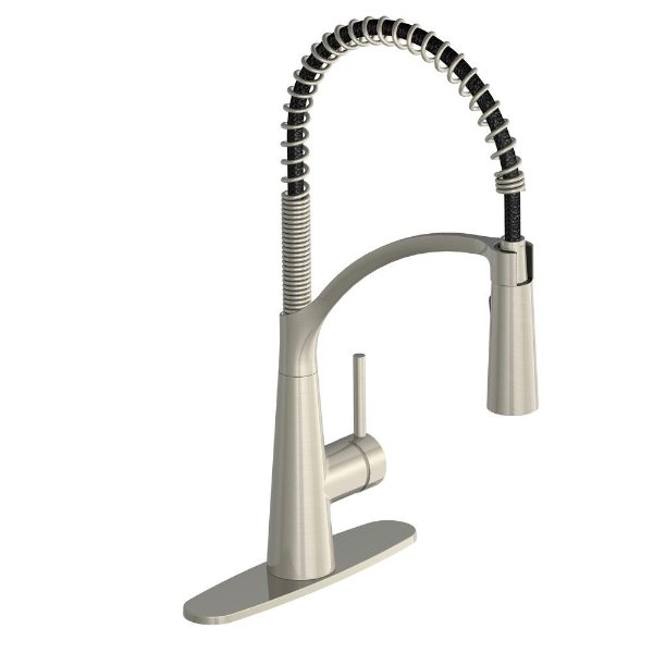 Brenner Commercial Style Single-Handle Pull-Down Sprayer Kitchen Faucet in Stainless Finish