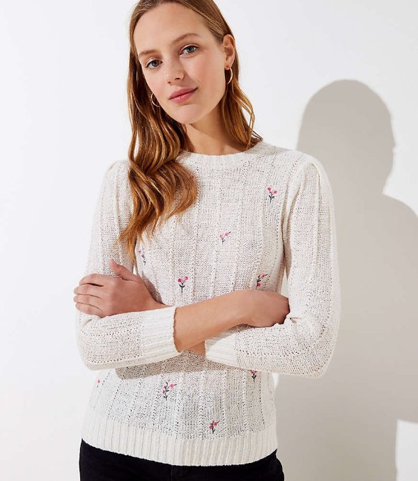 Floral Embroidered Sweater  