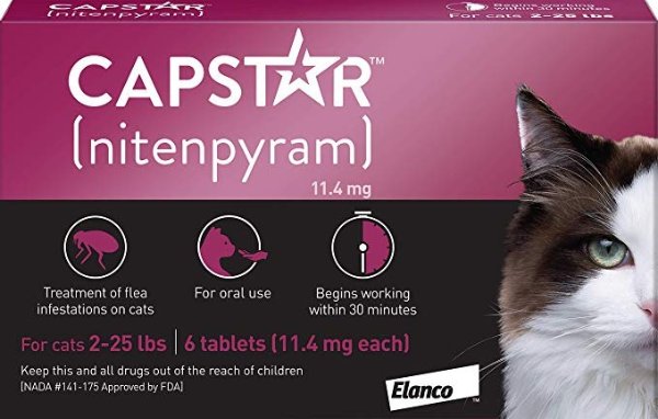 Fast-Acting Oral Flea Treatment for Cats, 6 Doses, 11.4 mg (2-25 lbs)