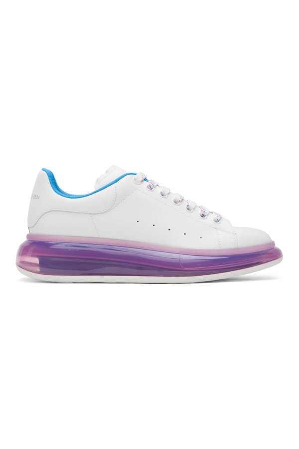 White & Purple Clear Sole Oversized Sneakers