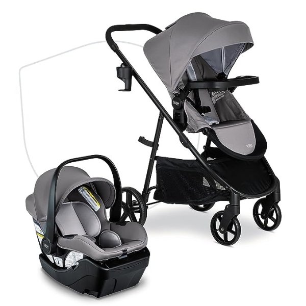 Willow Brook Baby Travel System, Infant Car Seat and Stroller Combo with Aspen Base, ClickTight Technology, RightSize System and 4 Ways to Stroll, Graphite Glacier