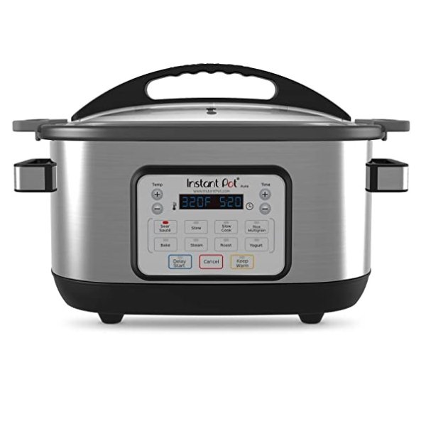 Aura 10-in-1 Multicooker Slow Cooker, 10 One-Touch Programs, 6 Qt, Silver (AURA 6Qt)