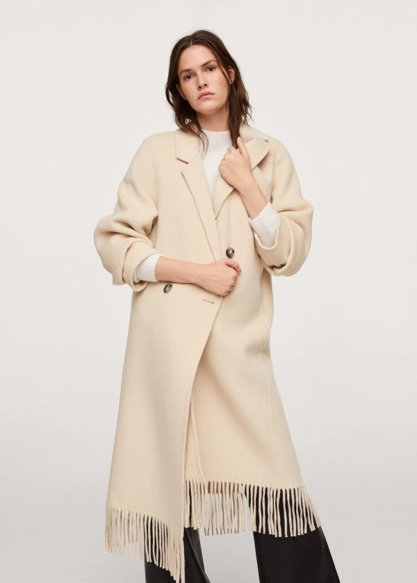 Fringe wool-blend coat - Women | Mango USA