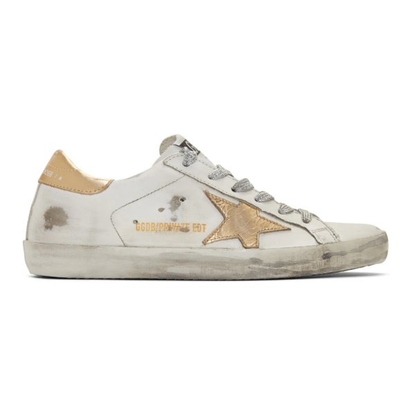SSENSE Exclusive White & Gold Superstar Sneakers