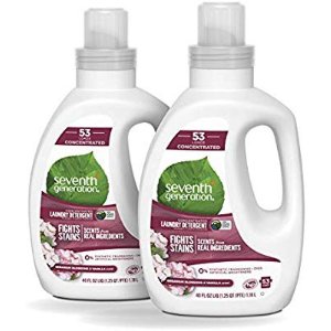 Seventh Generation Concentrated Laundry Detergent, Geranium Blossom & Vanilla, 40 oz, 2 Pack (106 Loads) @ Amazon.com