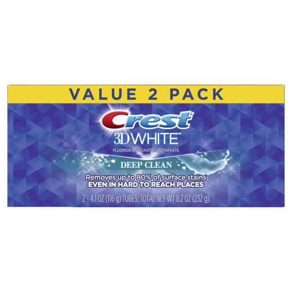 3D White, Whitening Toothpaste Deep Clean, 4.1 oz, Pack of 2