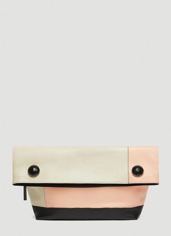 Contrast-Panel Pouch Bag in Pink
