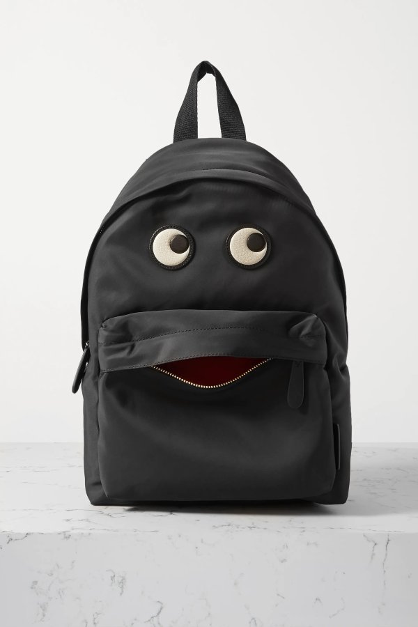 Eyes leather-trimmed shell backpack