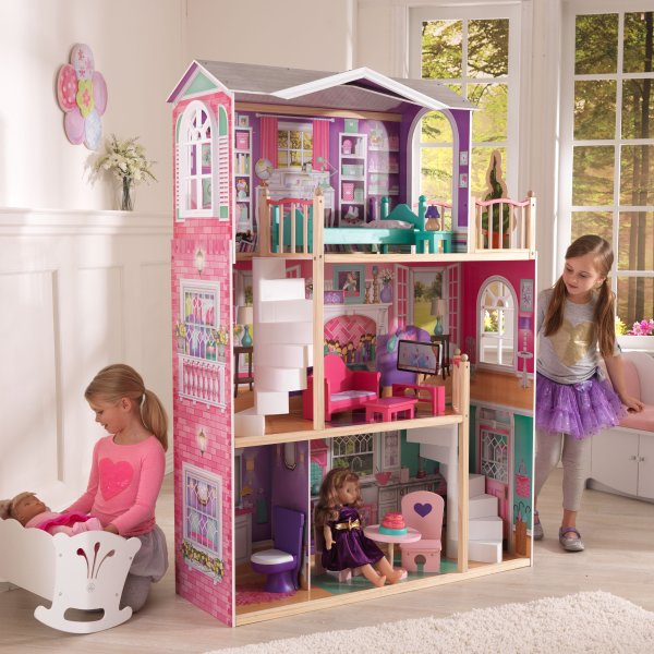 18-Inch Dollhouse Doll Manor with 12 accessories included