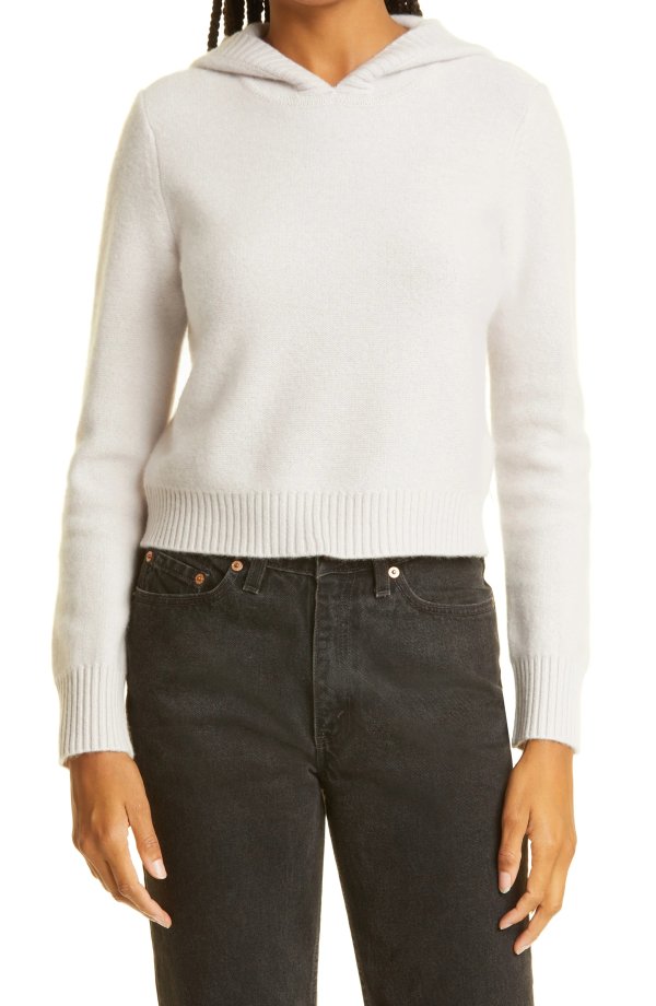 Boiled Cashmere Crop Hoodie