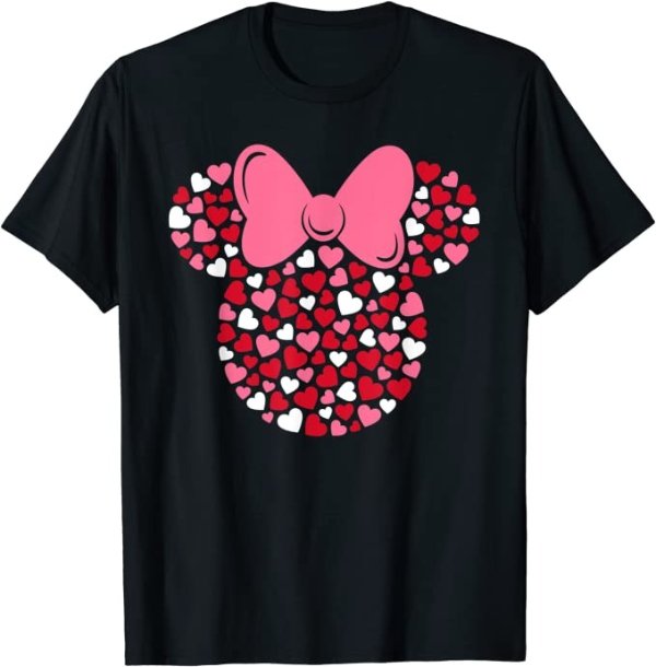Minnie Mouse Icon Pink Hearts Valentine's Day T-Shirt