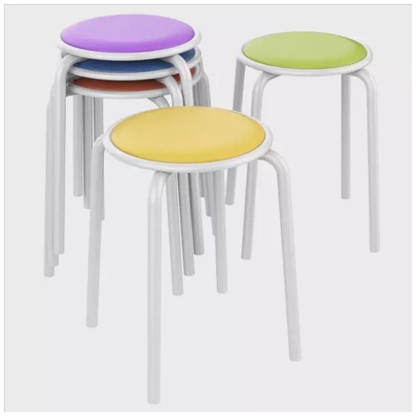Topeakmart 17.7" Height Set of 5 Assorted Color Metal Stack Stools with Padded Seat