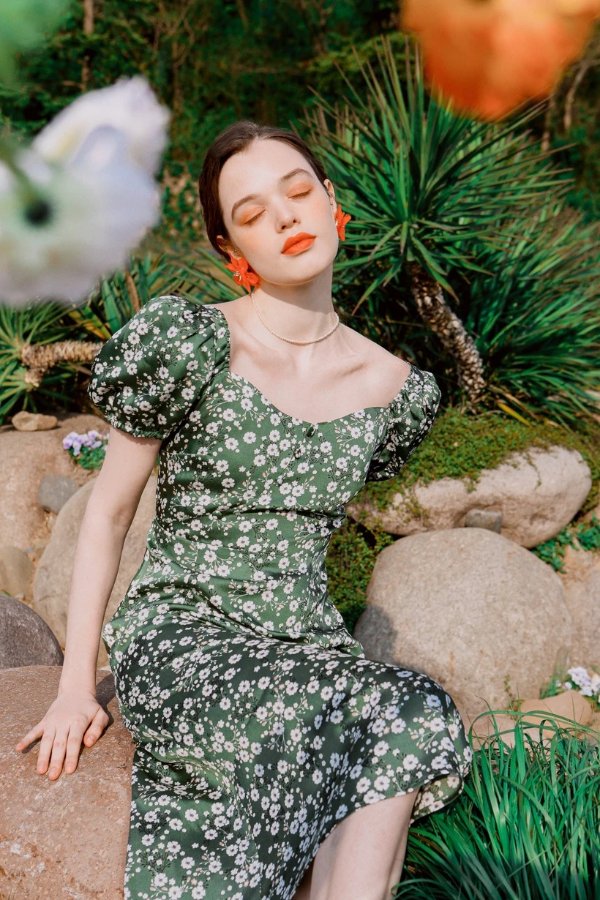 Adelaide Dress - Green Floral