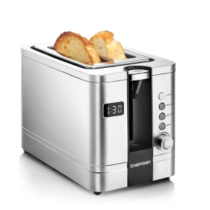 Chefman 2-Slice Digital Pop-Up Toaster, Stainless Steel