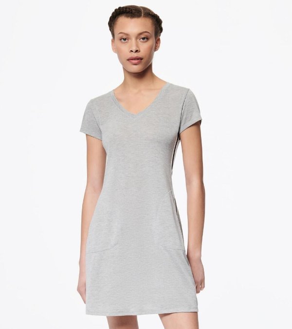 SHORT SLEEVE T-SHIRT DRESS WITH SIDE STRIPE TAPE