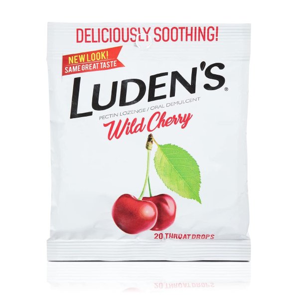 Ludens Deliciously Soothing Throat Drops, Wild Cherry, 20 Count