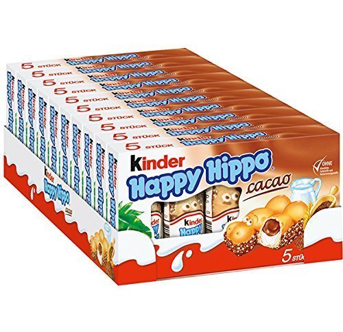 Happy Hippo CASE COCOA CREAM, 10 PACK With 5 Pieces - Sold by CANDYWORLD.USA