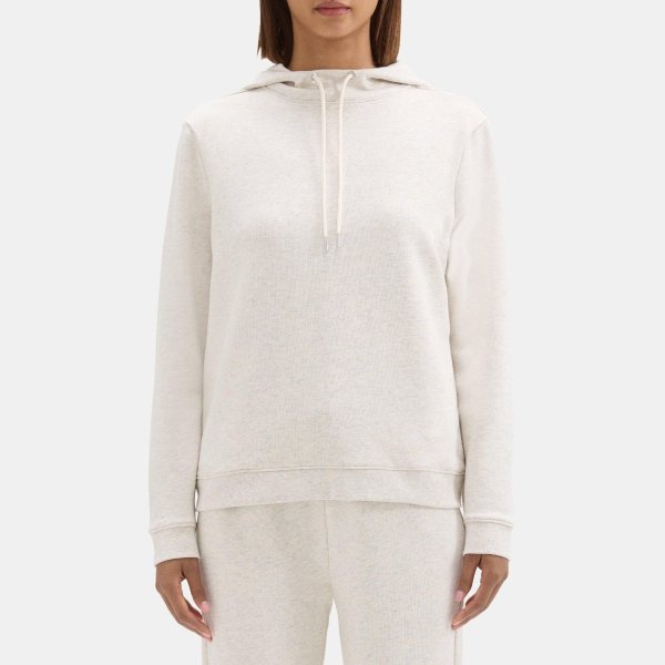 Mock Neck Hoodie in Cotton Terry